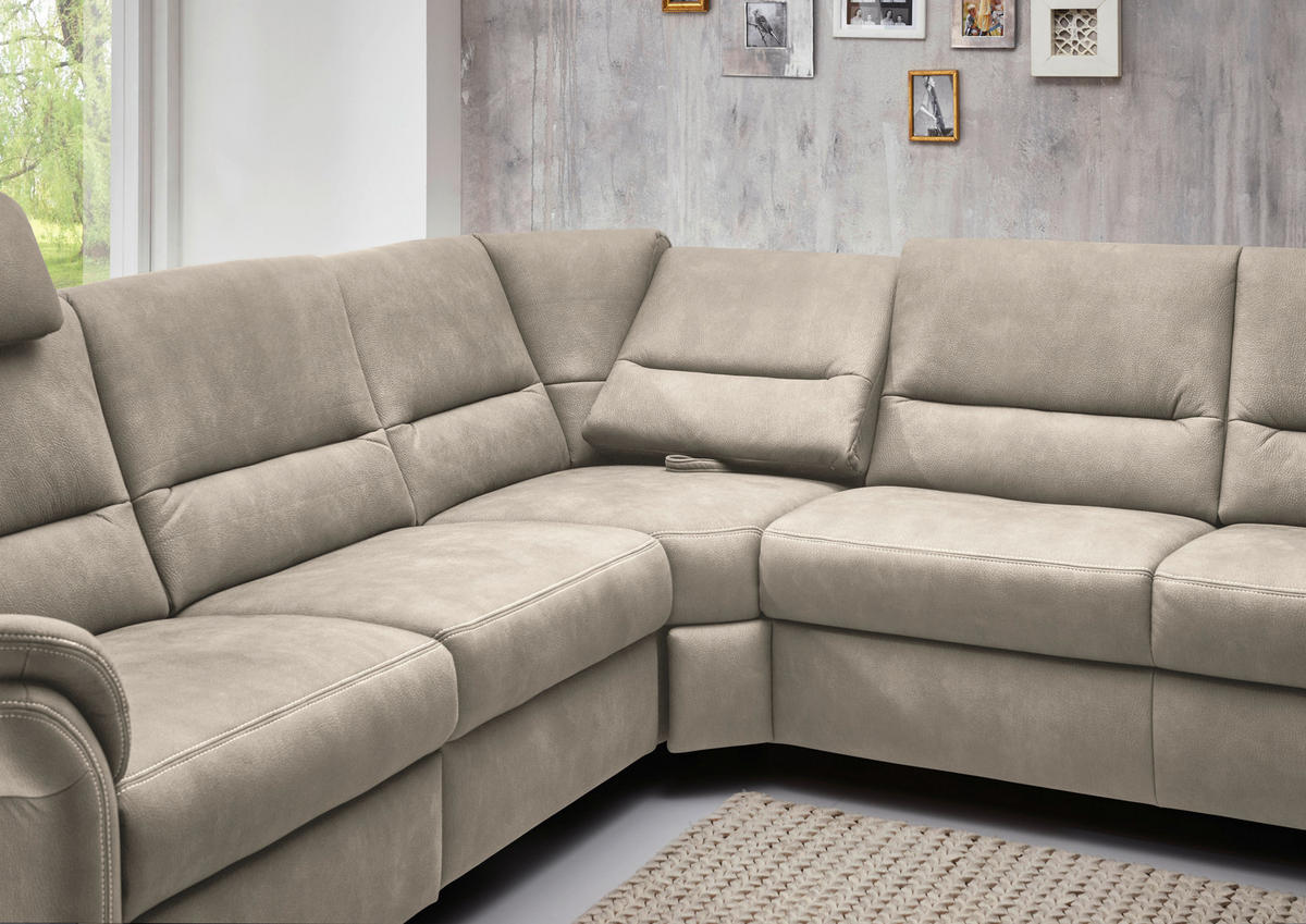 SOFFA i mikrofiber naturfärgad  - aluminiumfärg/naturfärgad, Klassisk, metall/textil (262/335/173cm) - Beldomo System
