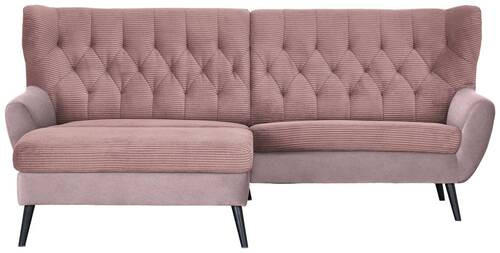 ECKSOFA Rosa Cord  - Schwarz/Rosa, Design, Holz/Textil (165/237cm) - Stylife