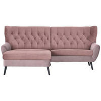 ECKSOFA Rosa Cord  - Schwarz/Rosa, Design, Holz/Textil (165/237cm) - Stylife