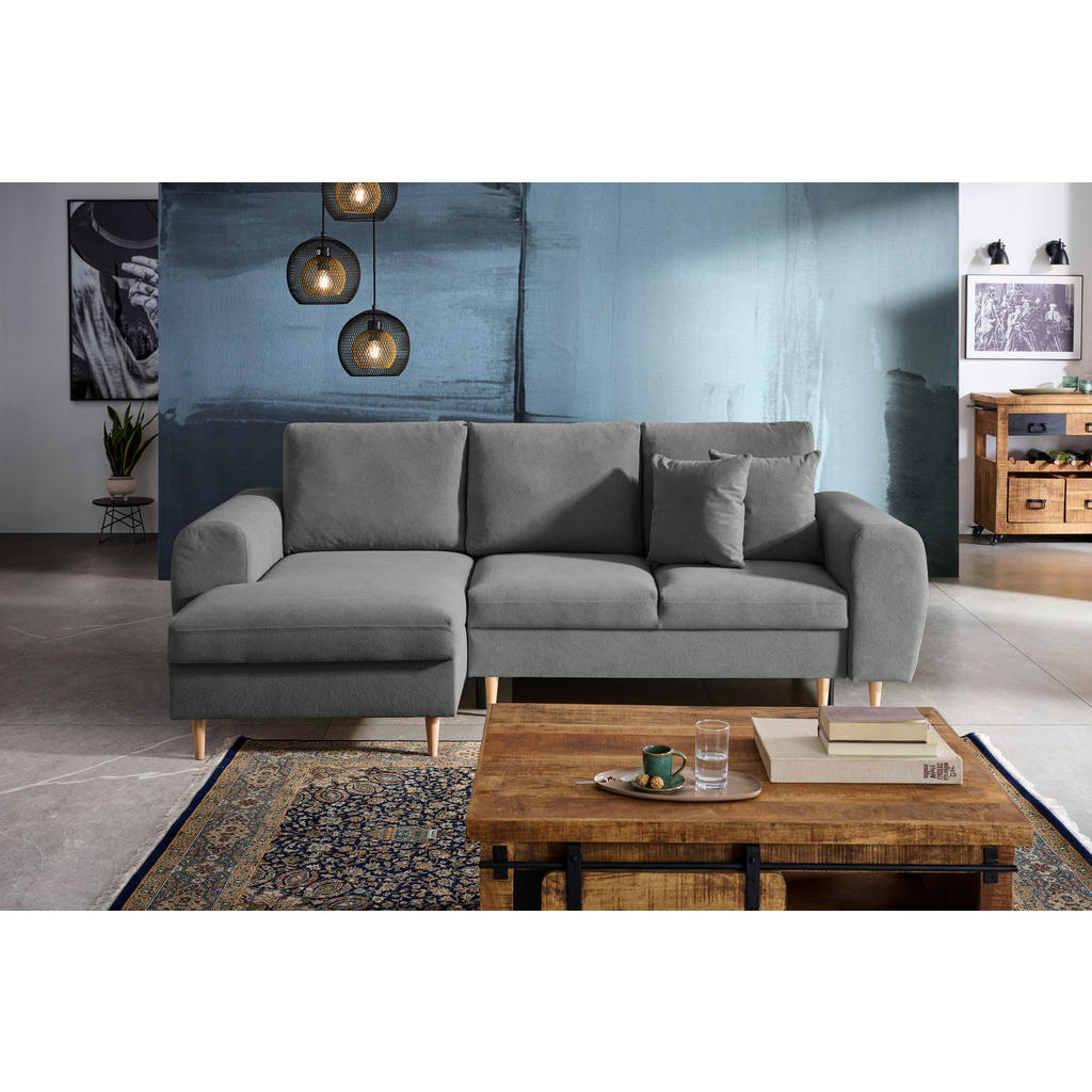 Thumbnail - Carryhome Ecksofa, Dunkelgrau, Textil, Buche, vollmassiv, 3-Sitzer, Füllung: Polyurethan (PUR),Polyurethan (Pur), Ottoma...