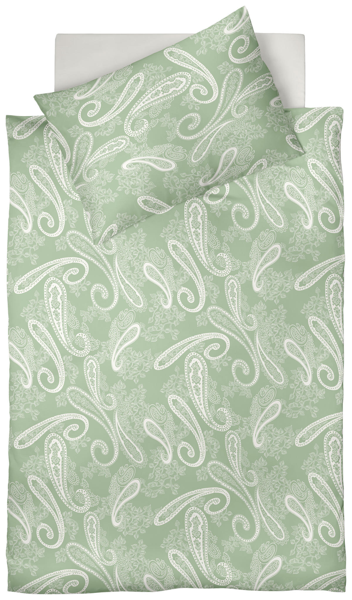 POVLEČENÍ, makosatén, bílá, světle zelená, 140/200 cm  - bílá/světle zelená, Basics, textil (140/200cm) - Fleuresse