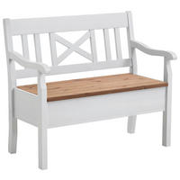 SITZBANK 105/93/58 cm Weiß, Laugenfarbig Kiefer massiv  - Laugenfarbig/Weiß, ROMANTIK / LANDHAUS, Holz (105/93/58cm) - Boxxx