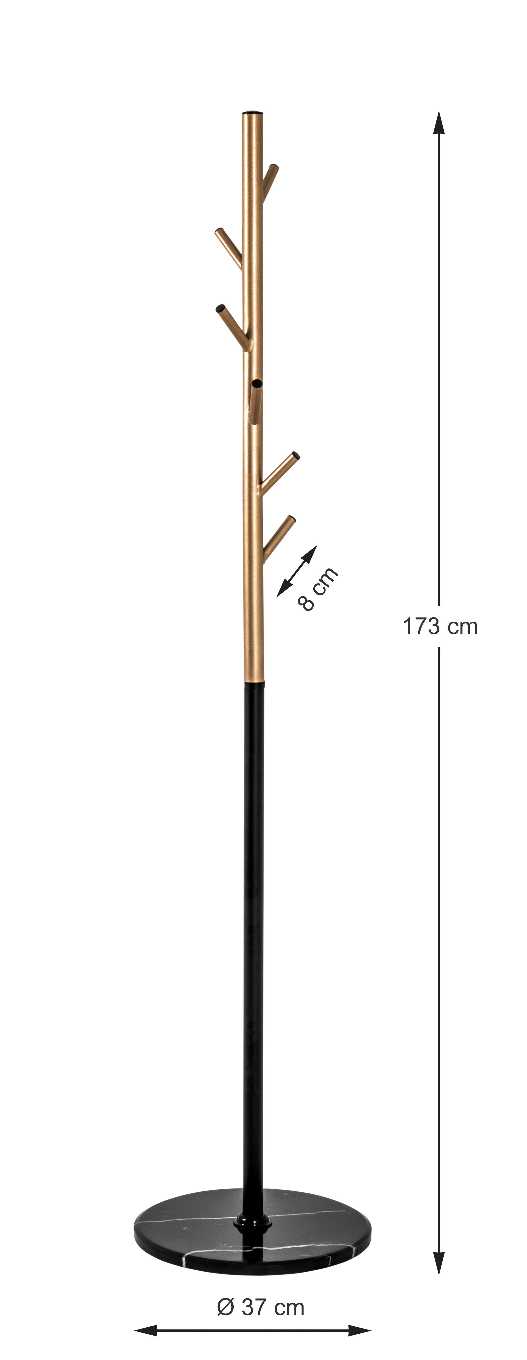 STANDER HAINE in negru, auriu 37/173/37 cm   - auriu/negru, Design, metal/piatră (37/173/37cm) - Carryhome