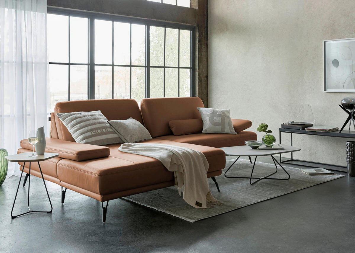 ECKSOFA JOOP! STUDIO in Echtleder Braun  180/301 cm  - Schwarz/Braun, KONVENTIONELL, Leder/Metall (180/301cm) - Joop!