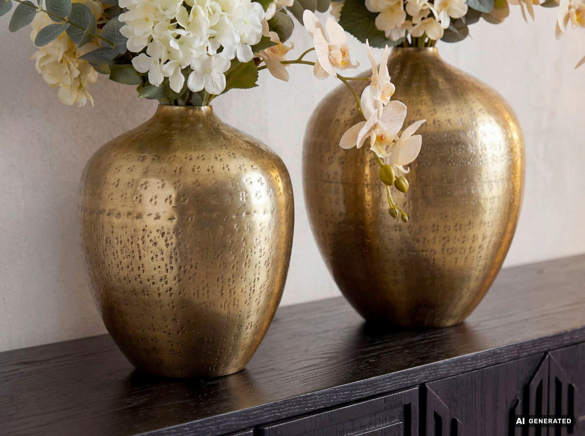 DEKOVASE  - Goldfarben, Design, Metall (25/31/25cm) - Livetastic