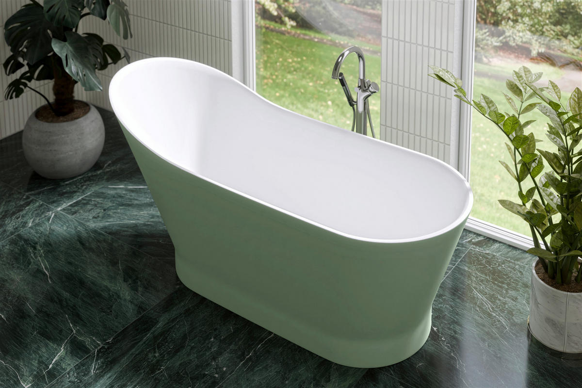BADEWANNE freistehend   - Weiß/Grün, Basics, Stein (171,9/78,1/69,5cm) - Dieter Knoll