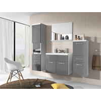 BADEZIMMER 5-teilig  in 120 cm  - Weiss/Grau, Lifestyle, Holzwerkstoff/Metall (120cm) - P & B