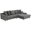 ECKSOFA Dunkelgrau Flachgewebe, Mikrofaser  - Chromfarben/Dunkelgrau, Design, Kunststoff/Textil (312/198cm) - Livetastic