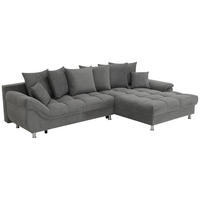 ECKSOFA Dunkelgrau Flachgewebe, Mikrofaser  - Chromfarben/Dunkelgrau, Design, Kunststoff/Textil (312/198cm) - Livetastic