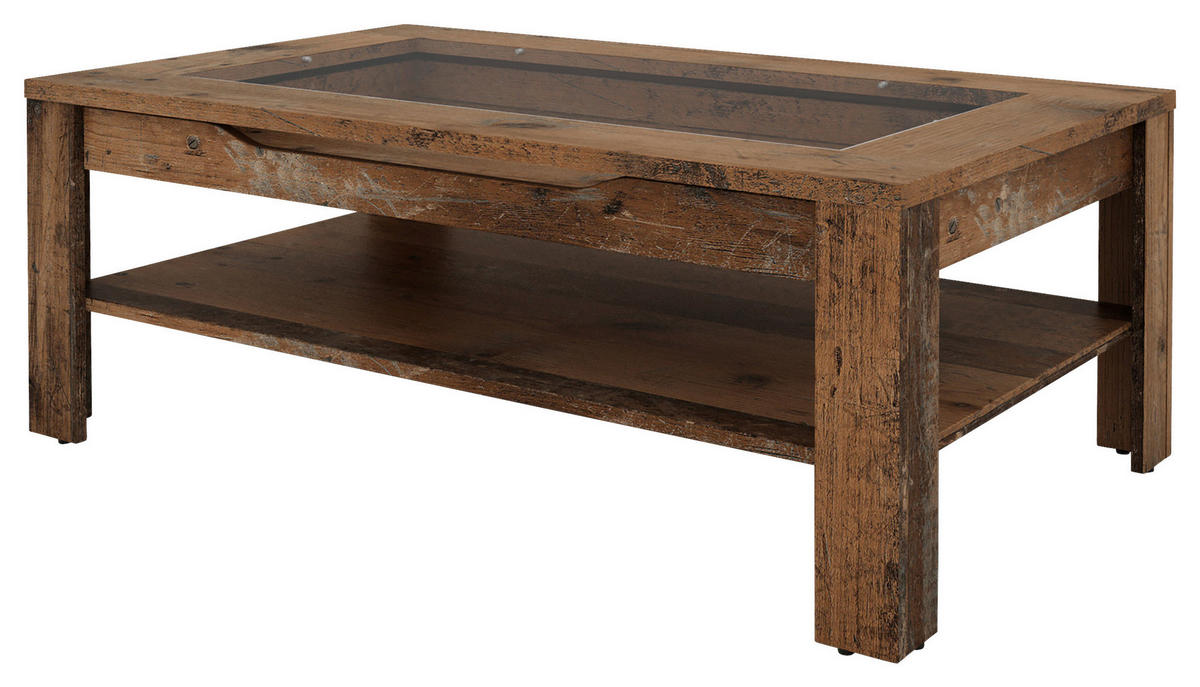 COUCHTISCH Klarglas 110/67/43 cm rechteckig Braun  - Anthrazit/Braun, Basics, Glas/Holzwerkstoff (110/67/43cm) - MID.YOU