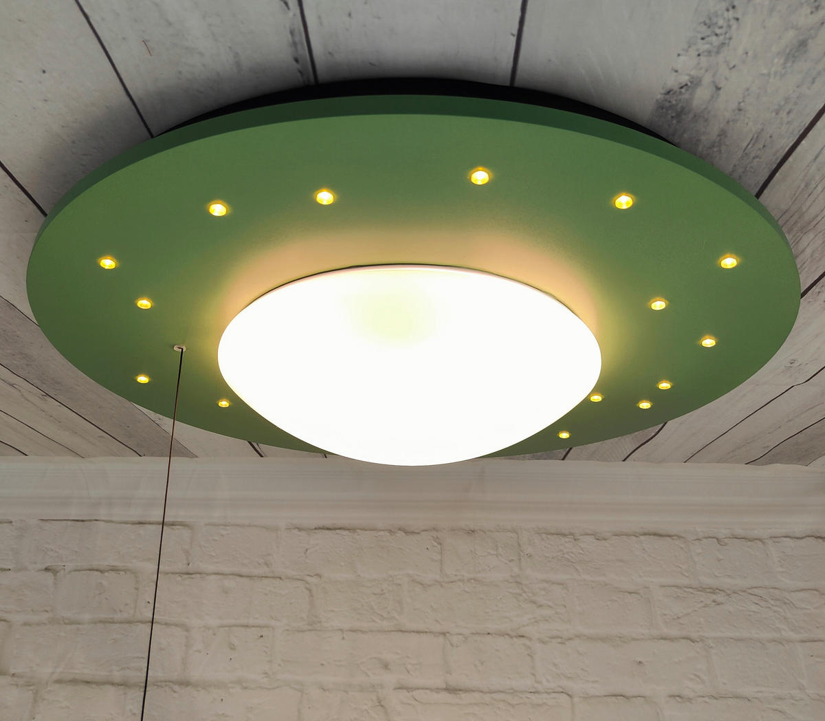 KINDERDECKENLEUCHTE 54/11 cm   - Salbeigrün/Weiß, Basics, Holzwerkstoff/Kunststoff (54/11cm)