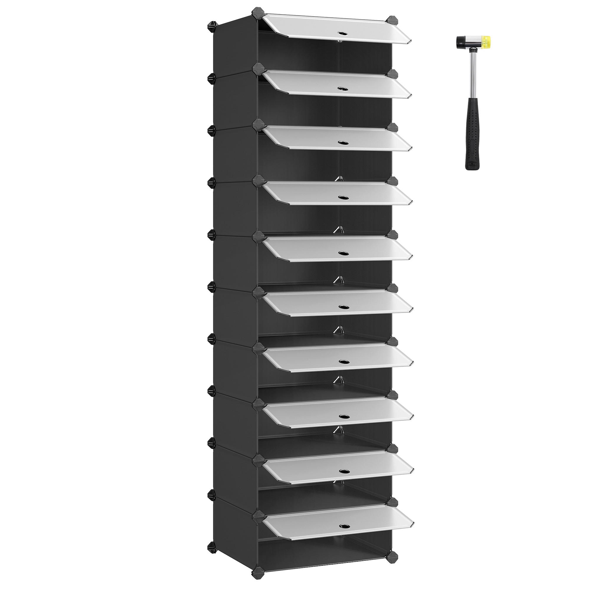 SCHUHREGAL 43/173/31 cm  - Schwarz/Weiß, Basics, Kunststoff/Metall (43/173/31cm)