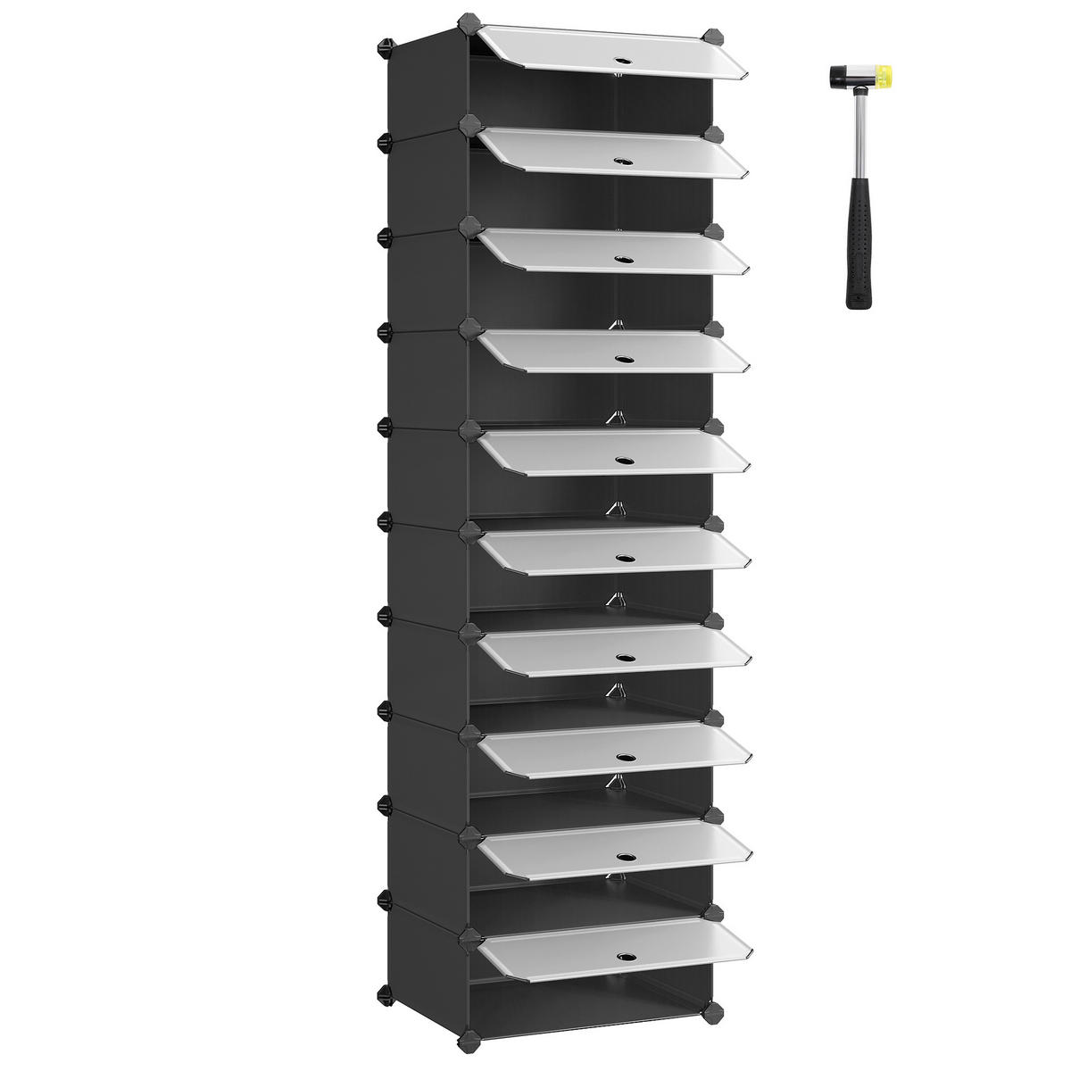 SCHUHREGAL 43/173/31 cm  - Schwarz/Weiß, Basics, Kunststoff/Metall (43/173/31cm)