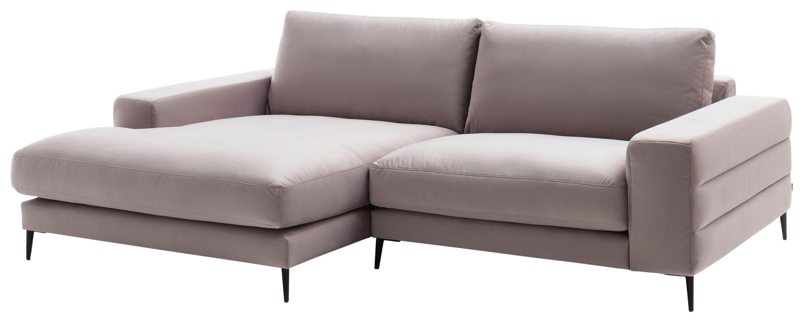 ECKSOFA in Velours Rosa  177/253 cm  - Schwarz/Rosa, Design, Textil/Metall (177/253cm) - Dieter Knoll