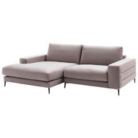 ECKSOFA in Velours Rosa  177/253 cm  - Schwarz/Rosa, Design, Textil/Metall (177/253cm) - Dieter Knoll