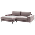ECKSOFA in Velours Rosa  177/253 cm  - Schwarz/Rosa, Design, Textil/Metall (177/253cm) - Dieter Knoll