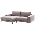 ECKSOFA in Velours Rosa  177/253 cm  - Schwarz/Rosa, Design, Textil/Metall (177/253cm) - Dieter Knoll