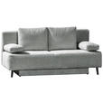 SCHLAFSOFA Spicy Cord Hellgrau  inkl. Rückenkissen, Armlehnenkissen, Bettkasten, Schlaffunktion  - Hellgrau/Schwarz, MODERN, Textil/Metall (193/85/88cm) - Novel