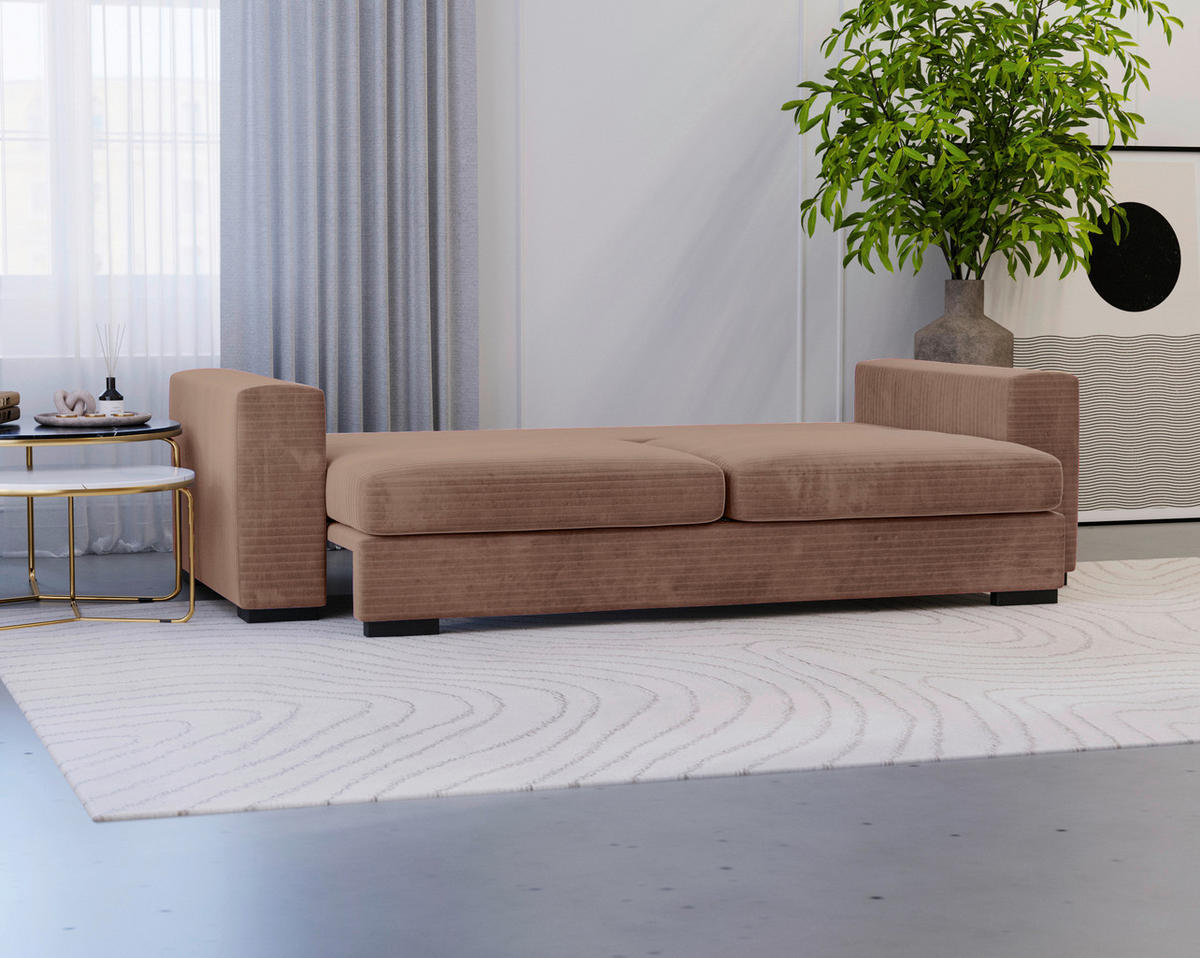 CANAPÉ-LIT in Flachgewebe Altrosa  - Schwarz/Altrosa, Konventionell, Kunststoff/Textil (236/78/114cm) - Carryhome