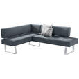 ECKBANK 165/227 cm  in Grau, Edelstahlfarben  - Edelstahlfarben/Grau, Design, Textil/Metall (165/227cm) - Moderano