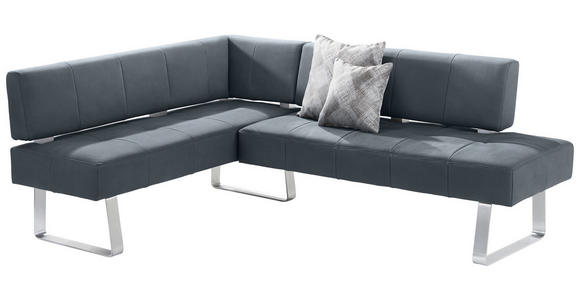 ECKBANK 165/227 cm  in Grau, Edelstahlfarben  - Edelstahlfarben/Grau, Design, Textil/Metall (165/227cm) - Moderano