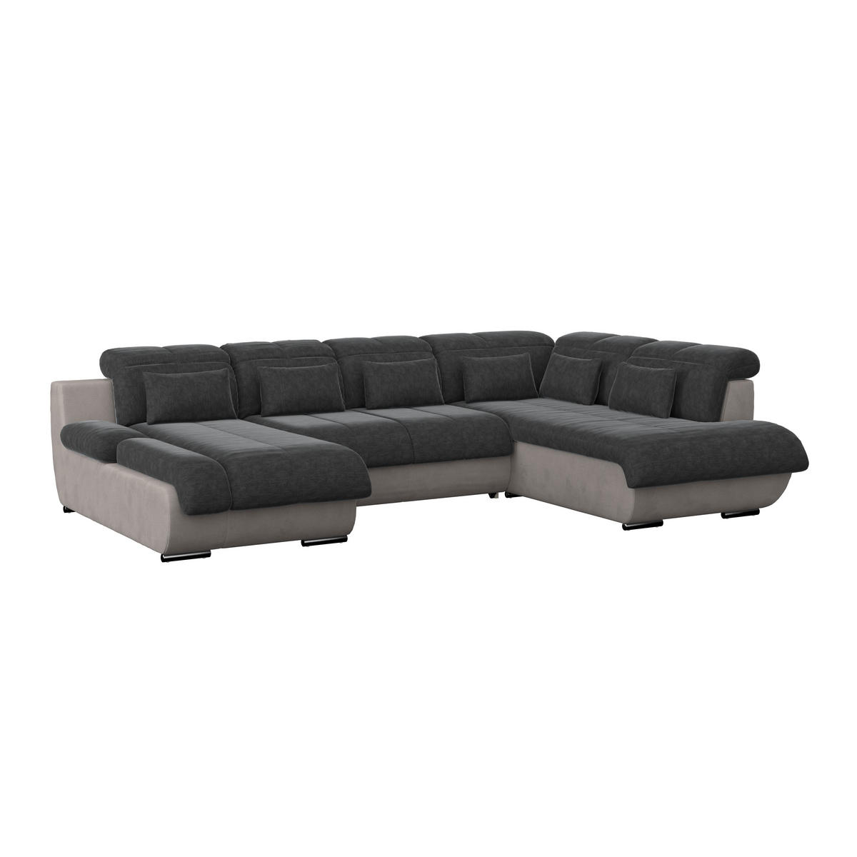 WOHNLANDSCHAFT in Webstoff Anthrazit, Grau  - Chromfarben/Anthrazit, Modern, Textil/Metall (184/345/228cm) - MID.YOU