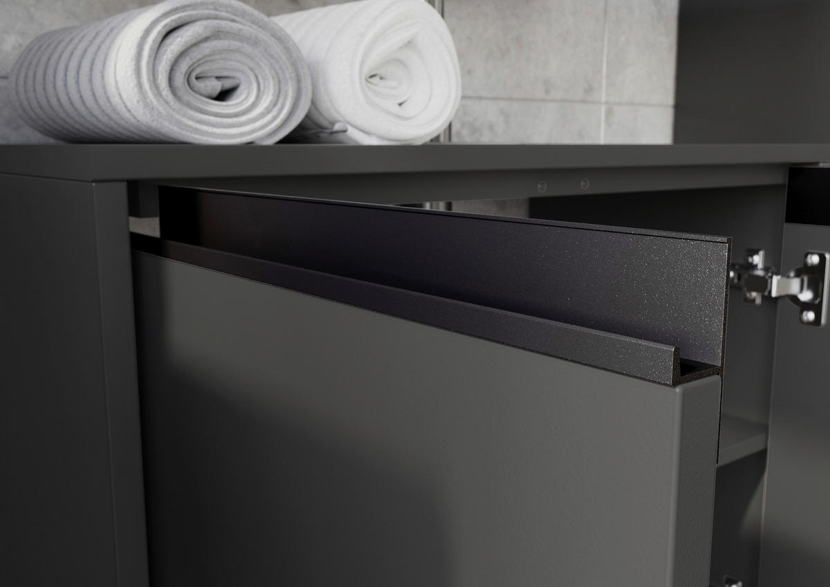 WASCHBECKENUNTERSCHRANK 63/55/34 cm  - Graphitfarben/Schwarz, MODERN, Holzwerkstoff/Kunststoff (63/55/34cm) - Germania