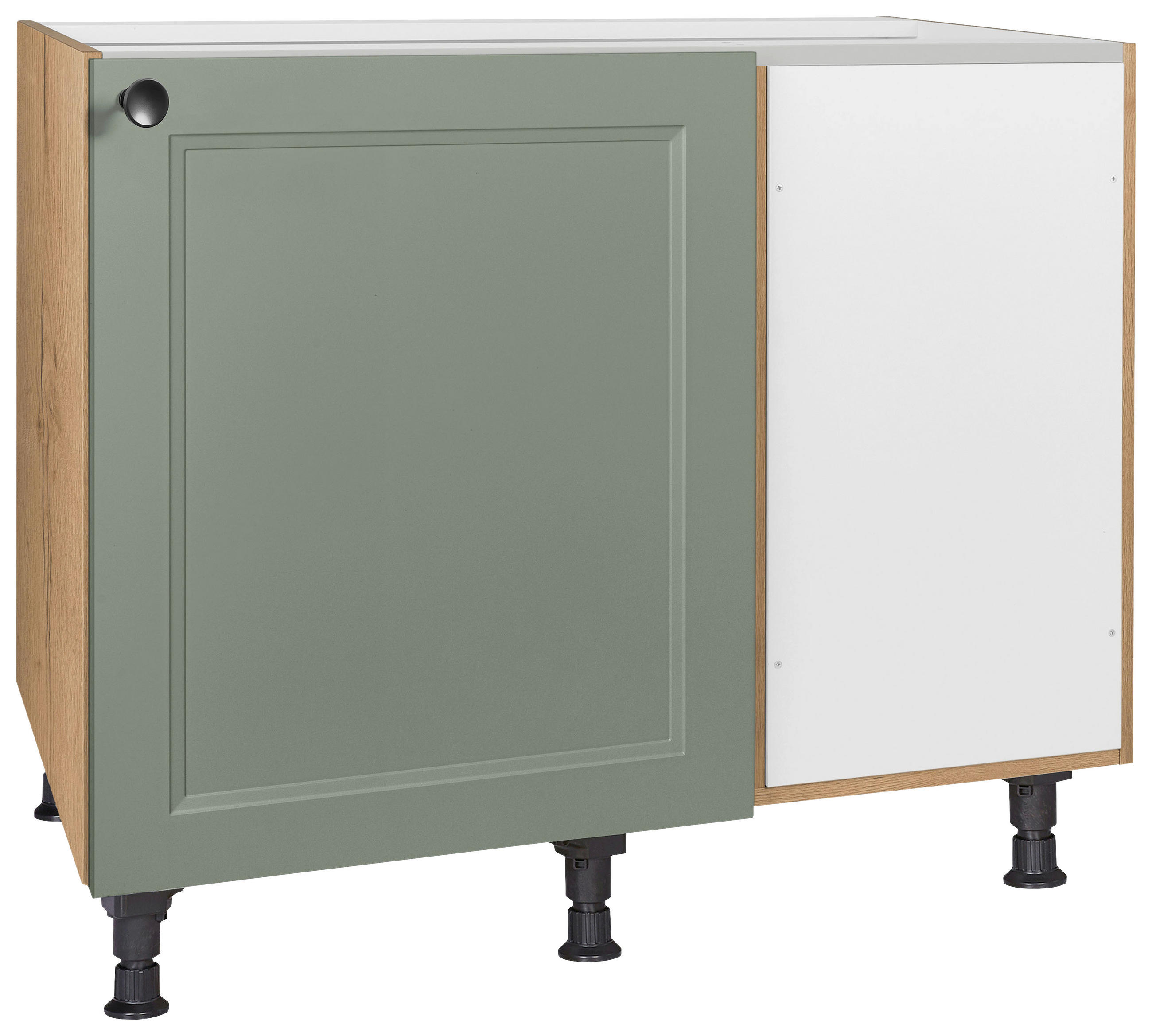 ECKUNTERSCHRANK 125/87/65 cm  - Eichefarben/Schwarz, MODERN, Holzwerkstoff/Metall (125/87/65cm) - Nobilia