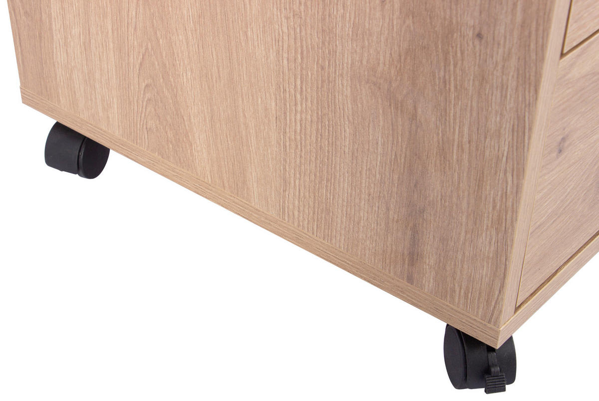 ROLLCONTAINER Eiche Artisan  - Schwarz/Eiche Artisan, MODERN, Holzwerkstoff/Kunststoff (43/56/42cm) - Livetastic