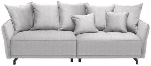 BIGSOFA in Velours Hellgrau - Hellgrau/Schwarz, Design, Textil/Metall (226/91/103cm) - Carryhome