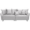BIGSOFA Velours Hellgrau  - Hellgrau/Schwarz, Design, Textil/Metall (226/91/103cm) - Carryhome