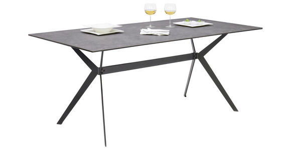 ESSTISCH in Metall, Keramik 180/90/75 cm   - Schwarz/Grau, Design, Keramik/Metall (180/90/75cm) - Hom`in