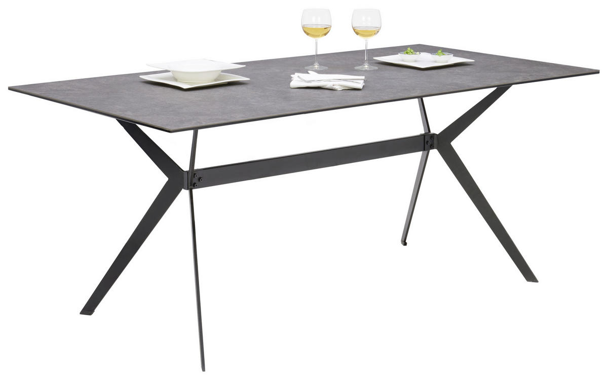 JEDÁLENSKÝ STÔL, sivá, čierna, 180/90/75 cm - čierna/sivá, Design, kov/keramika (180/90/75cm) - Hom`in