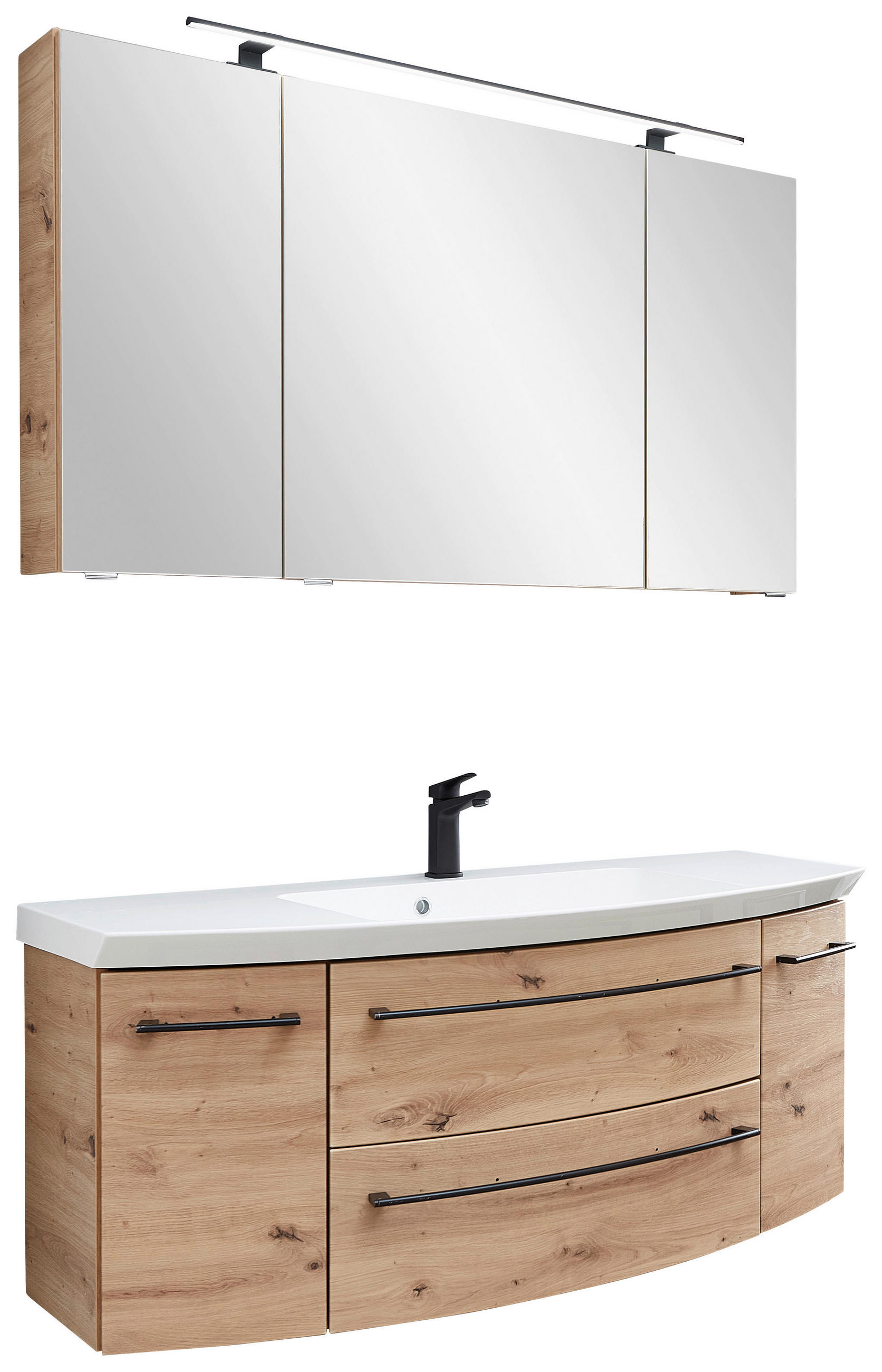 BADEZIMMER  in 141 cm  - Eichefarben, KONVENTIONELL, Glas/Holzwerkstoff (141cm) - Sadena