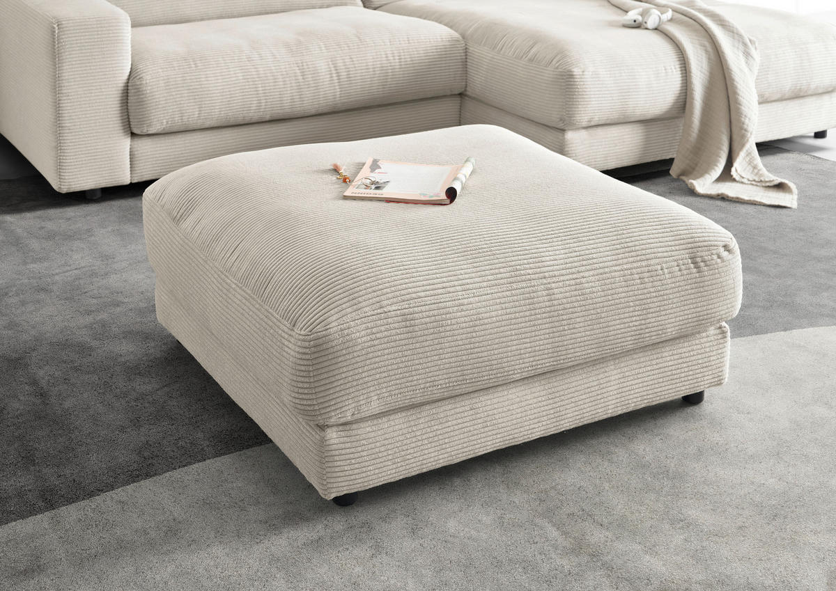 HOCKER in Textil Hellgrau  - Hellgrau/Schwarz, Design, Kunststoff/Textil (100/86/100cm) - Pure Home Lifestyle