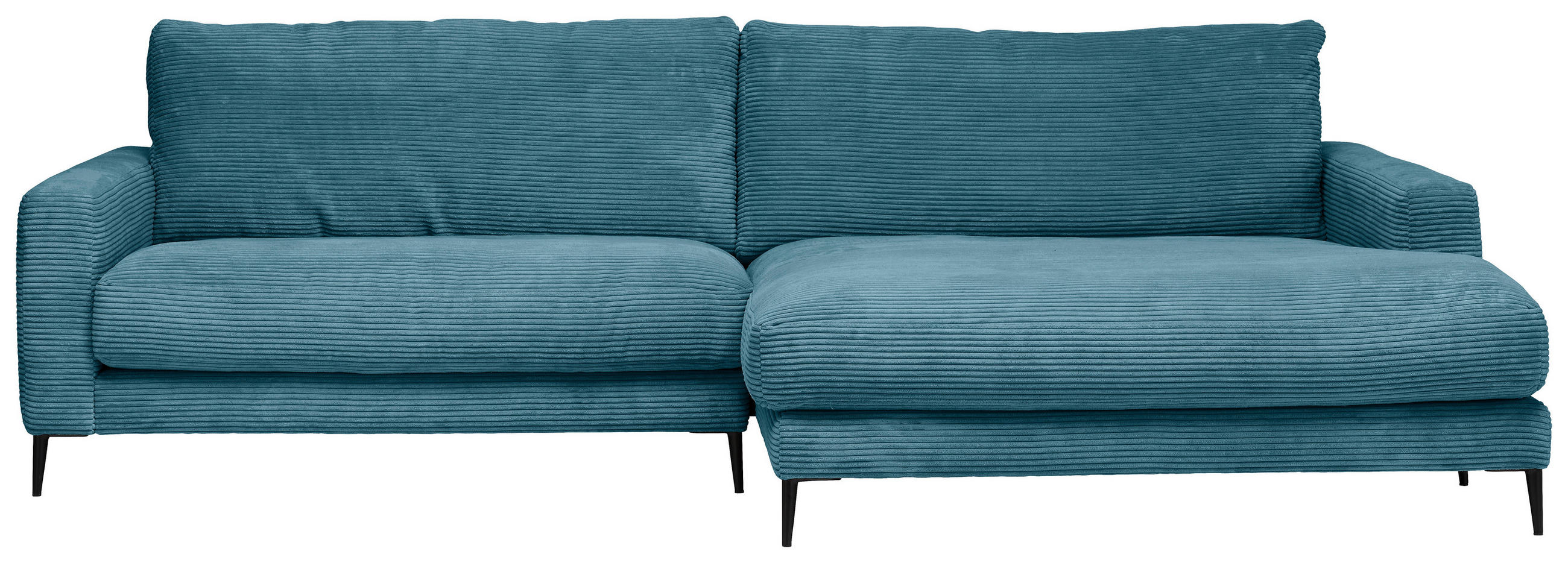 ECKSOFA in Cord Petrol  - Petrol/Schwarz, Design, Textil/Metall (272/190cm) - Lomoco