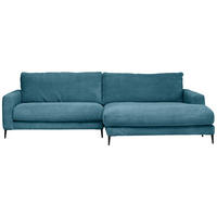 ECKSOFA in Cord Petrol  - Petrol/Schwarz, Design, Textil/Metall (272/190cm) - Lomoco