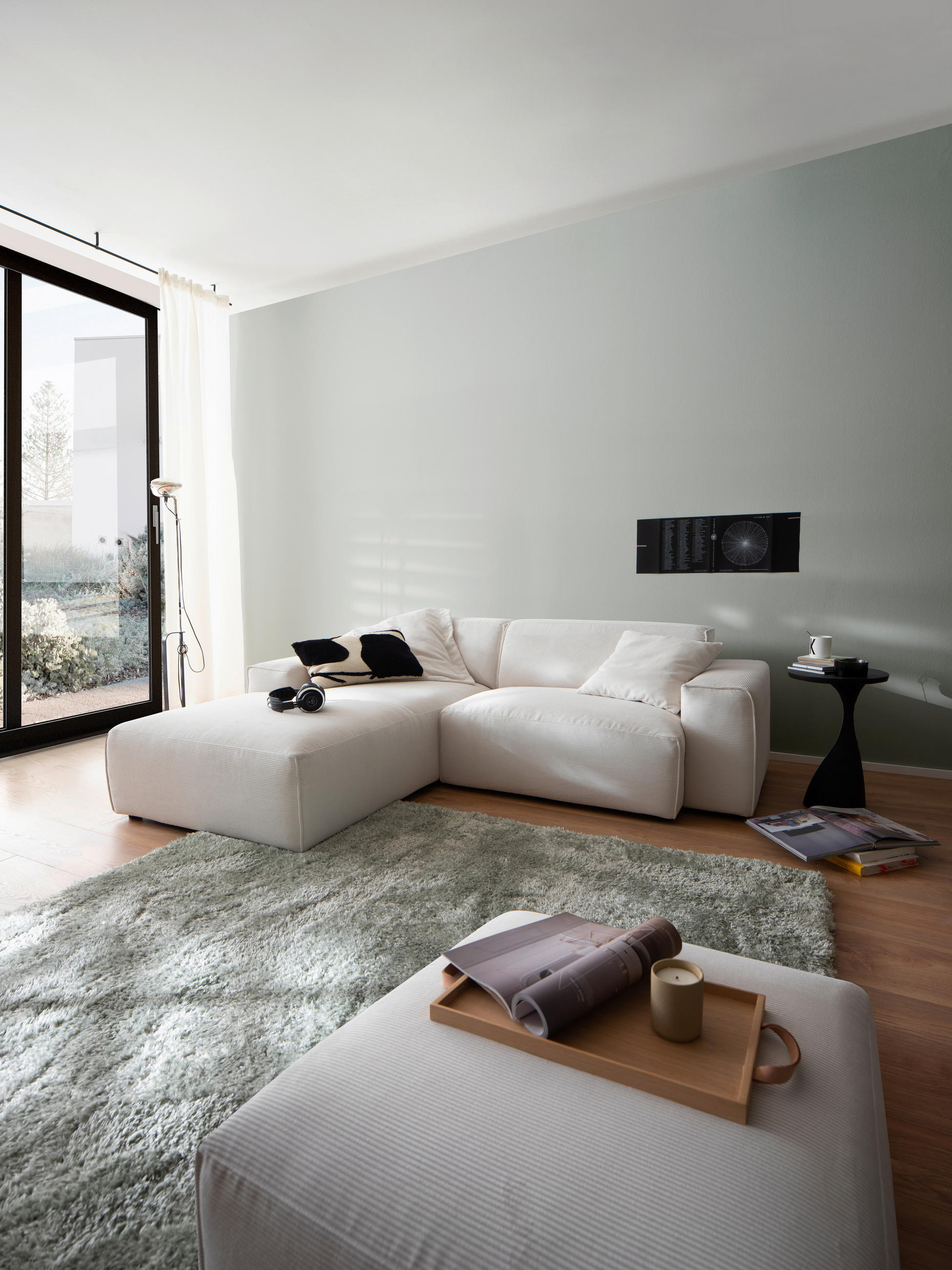Thumbnail - Pure Home Lifestyle Ecksofa, Weiß, Textil, 3-Sitzer, Ottomane links, L-Form, 230x189 cm, Goldenes M, Oeko-Tex® Standard ...