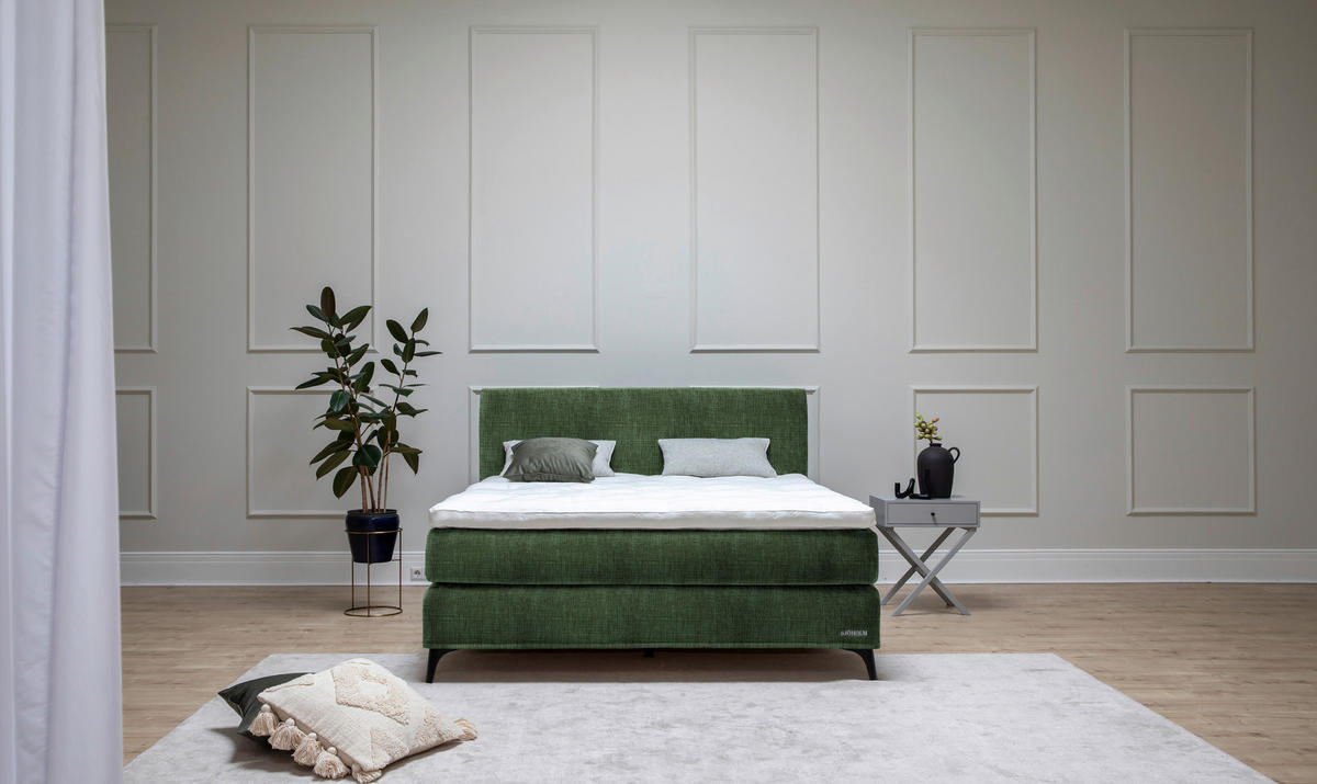 BOXSPRINGBETT 200/220 cm  in Grün  - Schwarz/Grün, KONVENTIONELL, Holz/Textil (200/220cm) - Sjöholm