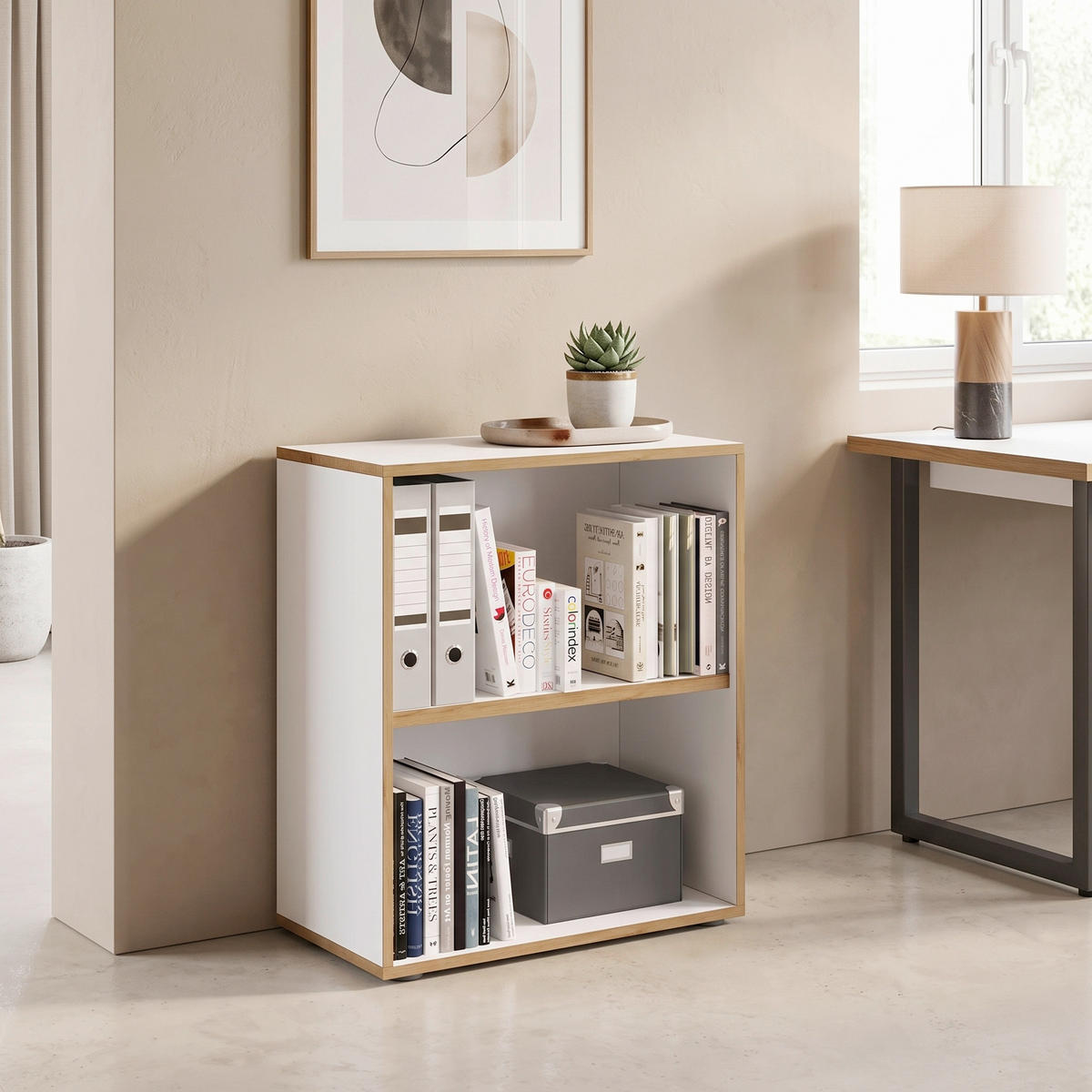 REGAL ZA DOKUMENTE  bijela, hrast medunac  - bijela/hrast medunac, Design, drvni materijal/plastika (60/74/33cm) - P & B