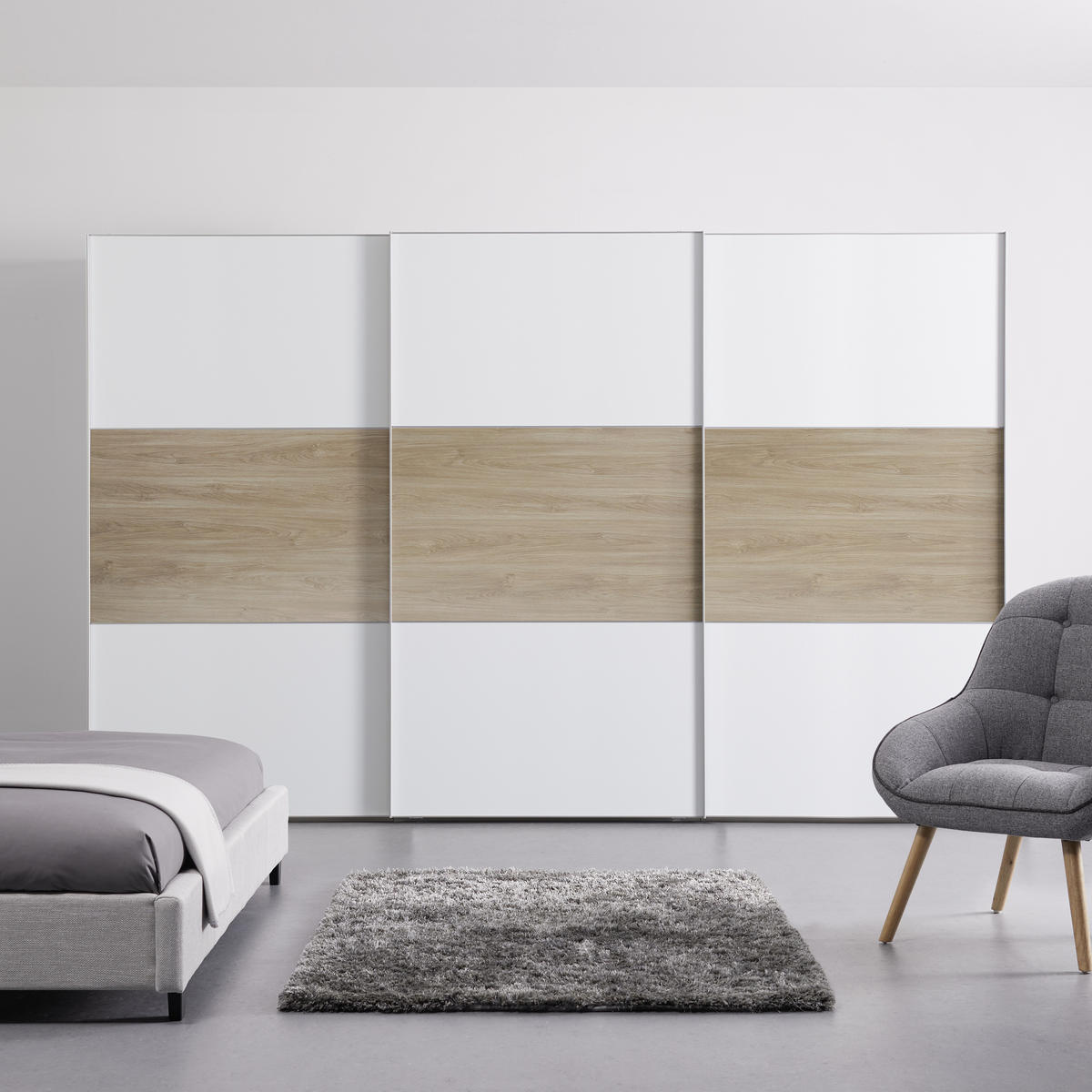 SCHWEBETÜRENSCHRANK in Weiss, Eichefarben  - Weiss/Eichefarben, Modern (336/222/68cm) - MID.YOU