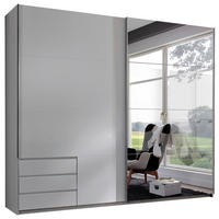 OMARA Z DRSNIMI VRATI, bela  - bela/barve aluminija, Moderno, kovina/leseni material (225/210/65cm) - Hom`in