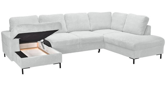 WOHNLANDSCHAFT Naturfarben Cord  - Schwarz/Naturfarben, KONVENTIONELL, Textil/Metall (148/303/197cm) - Carryhome