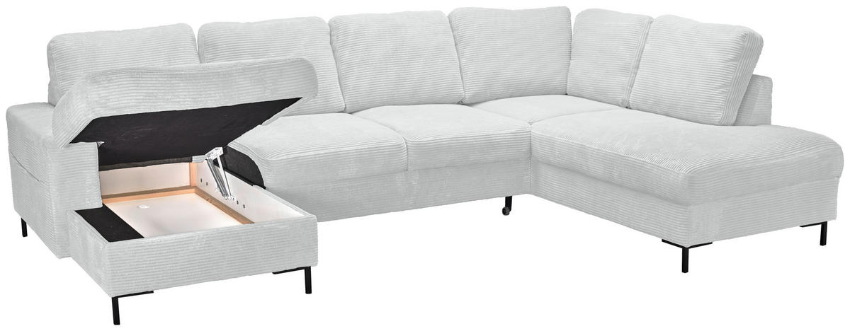 WOHNLANDSCHAFT Naturfarben Cord  - Schwarz/Naturfarben, KONVENTIONELL, Textil/Metall (148/303/197cm) - Carryhome
