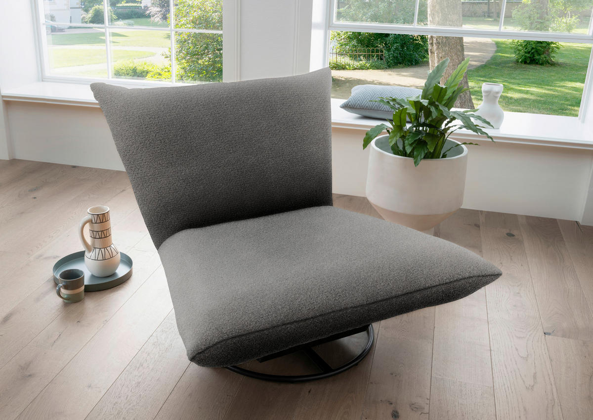 RELAXSESSEL in Textil Anthrazit  - Anthrazit/Schwarz, Design, Textil/Metall (100/78/96cm) - Livetastic