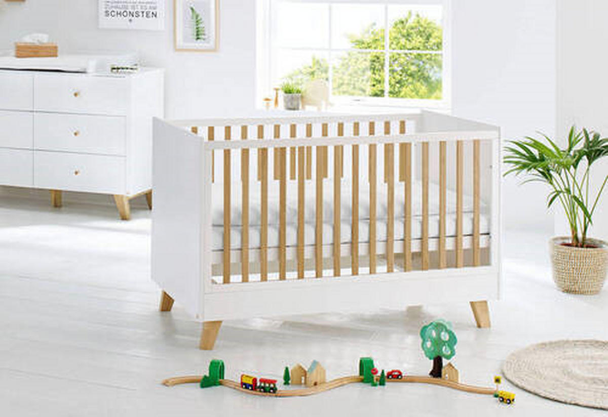 GITTERBETT PINOLINO PAN 145/75/93 cm  - Eichefarben/Weiß, Design, Holz/Holzwerkstoff (145/75/93cm) - Pinolino