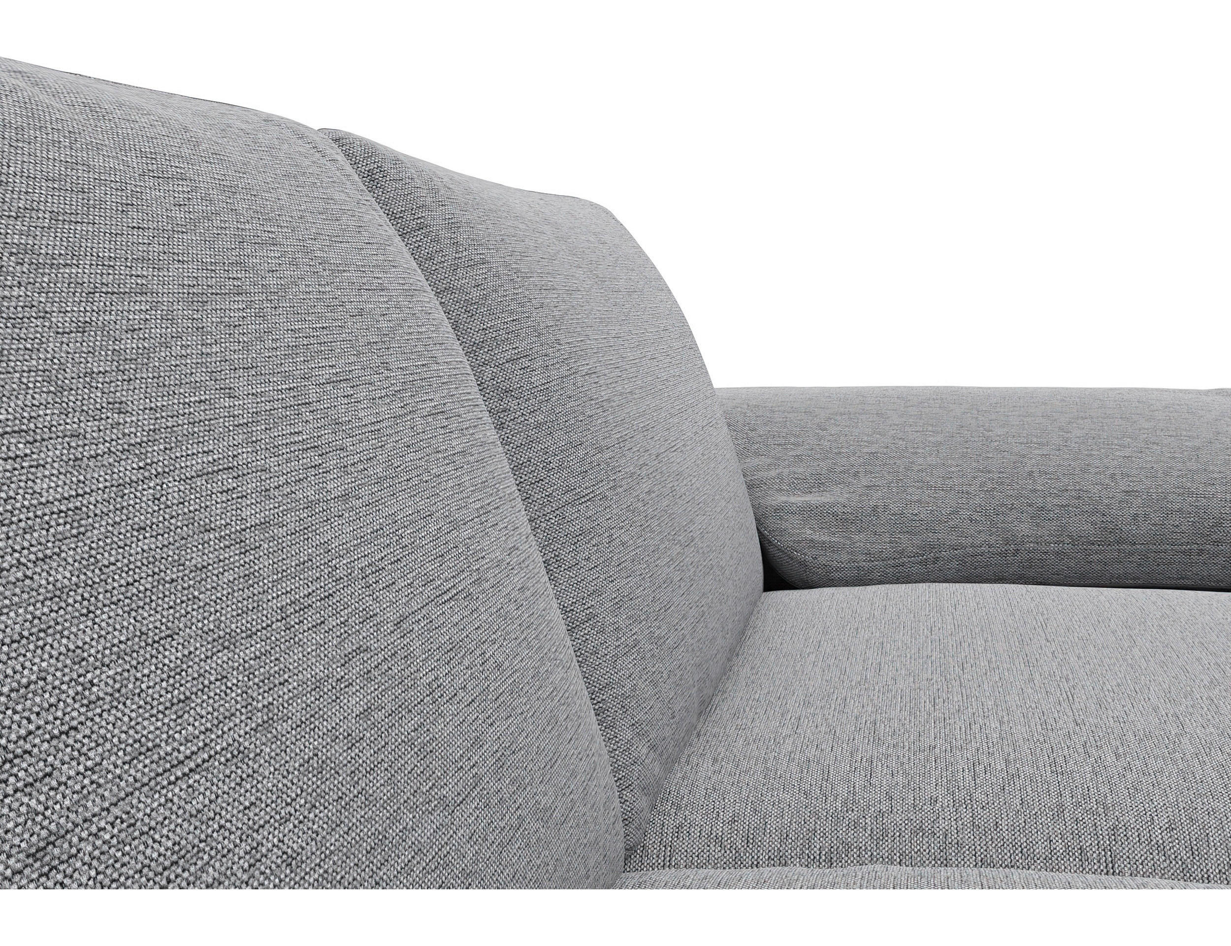 2,5-SITZER Flachgewebe Hellgrau  - Hellgrau/Alufarben, Design, Textil/Metall (208/84,5/92cm) - Livetastic