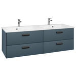 WASCHTISCHKOMBI 153 cm  - Blaugrau/Schwarz, KONVENTIONELL, Holzwerkstoff/Stein (153cm) - Dieter Knoll
