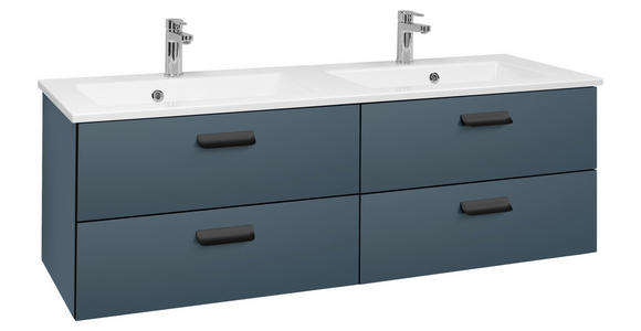WASCHTISCHKOMBI 153 cm  - Blaugrau/Schwarz, KONVENTIONELL, Holzwerkstoff/Stein (153cm) - Dieter Knoll