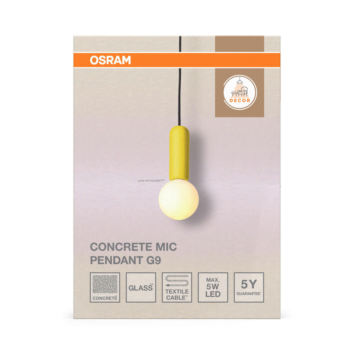 HÄNGELEUCHTE 10/120 cm   - Dunkelgelb, Basics, Stein (10/120cm) - Osram